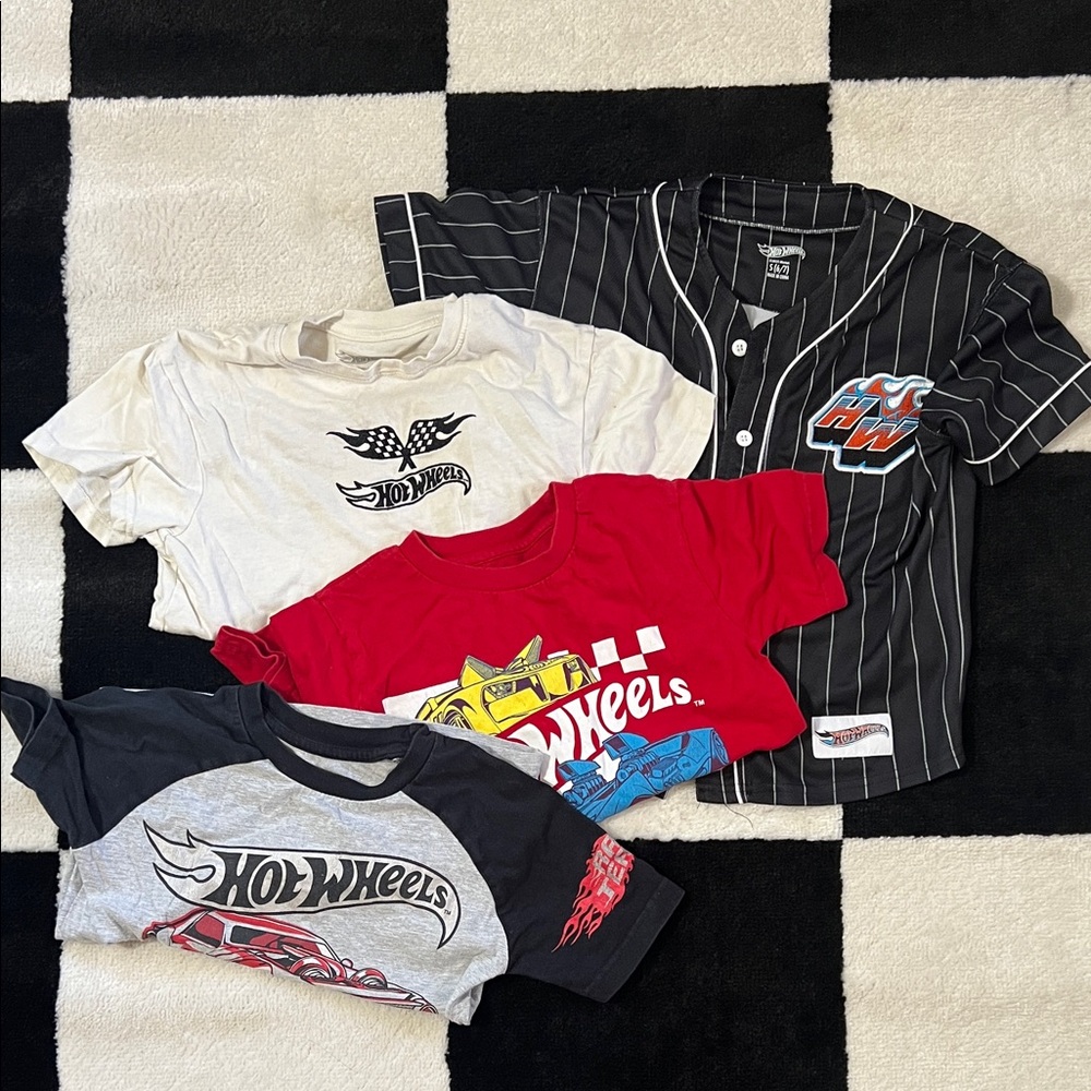 HOTWHEELS! Kids T-Shirt Set - Red, White, Black bundle